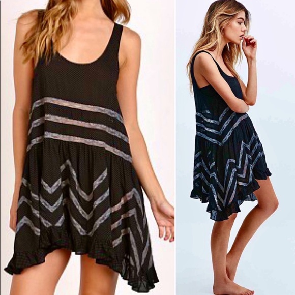 πΊπHPππΊ NWOT Free People Voile & Lace Trapeze Slip Dress - Picture 6 of 16